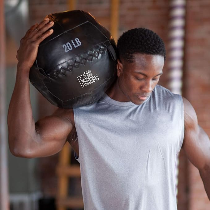 Fitness First Soft Wall Ball, 5-25 LBS, Durable Reinforced for Core Strength Building, Cardio