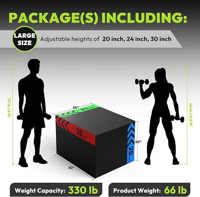 HANDBODE 3-in-1 Plyometric Box, Jumping Exercise Equipment Trainer with Non-Slip Surface for Workout Training, Pro-Duty HIIT Exercise Foam Plyo Box, Home Gym