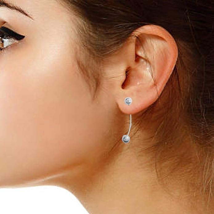 Ritastephens Sterling Silver Barbell Earrings 8x49mm