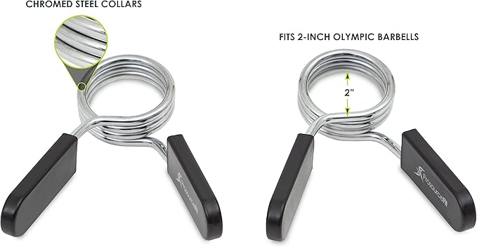 ProsourceFit Olympic Barbell Spring Clip Collar 2-inch Pair with Easy-Grip Handles for Weightlifting,Powerlifting and Strength Training