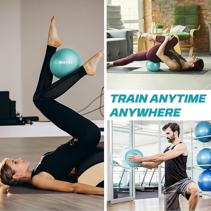 jjshund Pilates Ball, 9 Inch Small Exercise Mini Soft Workout Yoga Ball with Exercise Guide, for Home Gym Yoga, Pilates, Core Training, Workout, Balance, Stability