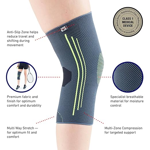 Neo-G Knee Compression Sleeve for Sports - Breathable, Lightweight, Elastic Knee Sleeve for running, Compression Knee Sleeve for knee pain, Meniscus Tear, Sprains, Strains, Injury Recovery - L