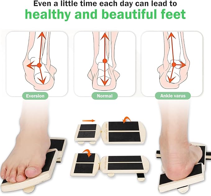 Ankle Foot Balance Board, Quebec Beech Wood Ankle Rehabilitation Strength Training Tool for Sprain Recovery, Muscle Injury Relief, Side Balance Kick Board, Suitable for Seniors, Athletes & Adults