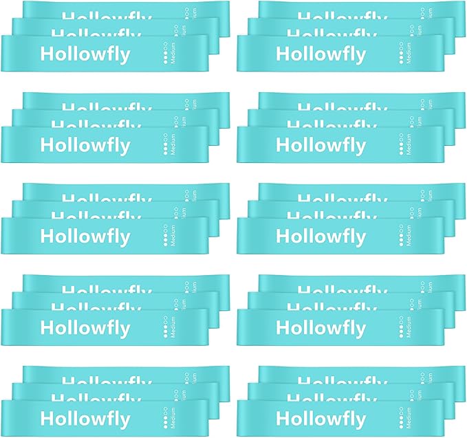 Hollowfly 30 Pcs Latex Resistance Loop Exercise Bands for Booty Workout Stretch Exercise Band Non Slip for Legs Squat Resistance Loop Women Men Starter Butt Hip Thigh Fitness