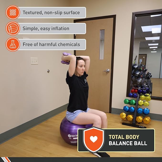 Body Sport Slow Release Pregnancy Exercise Ball with Pump for Home & Gym - Exercise Equipment for Yoga, Pilates, Stability, Pregnancy, and Core Training