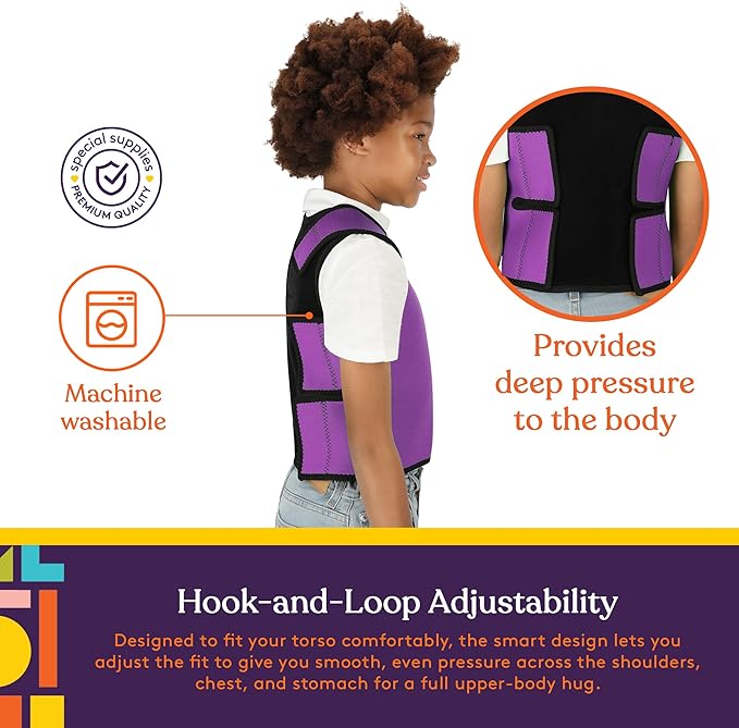 Special Supplies Sensory Compression Vest Deep Pressure Comfort (Purple, Small)