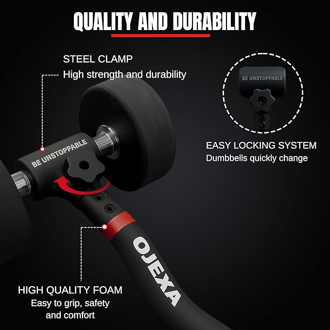 Dumbbell to Barbell Converter Set, Adjustable Weights, 200 lb Capacity, Steel Clamp, Home Gym