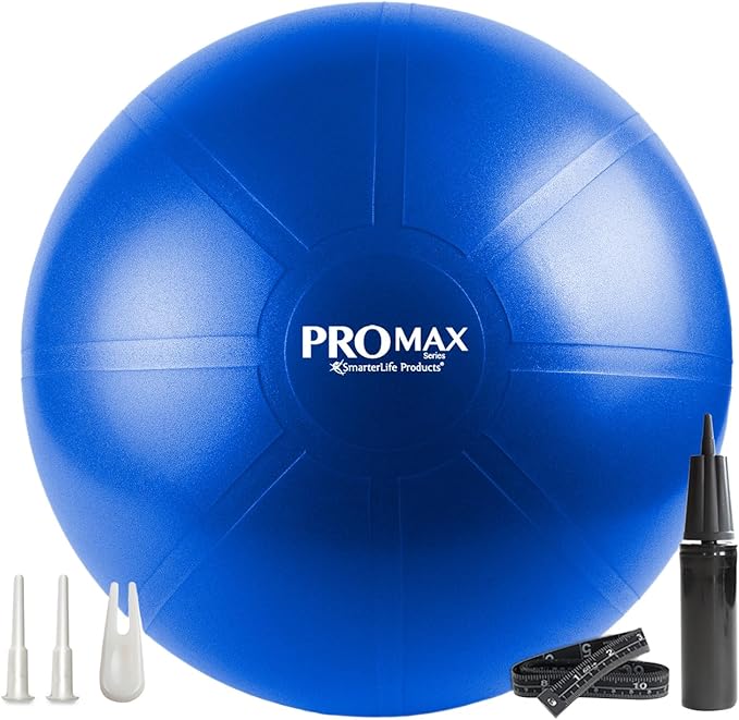 SmarterLife PRO MAX Exercise Ball – Yoga, Stability & Balance Trainer for Core Workouts, Fitness, Physical Therapy, Pregnancy & Office Chair Support – Anti-Slip, Anti-Burst