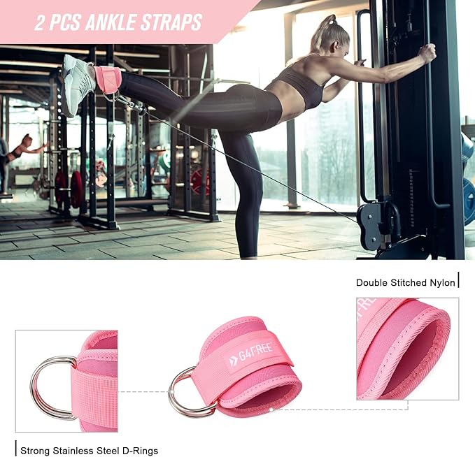 G4Free 9Pcs Barbell Pad Set for Squat, Hip Thrusts, Lunges, Leg day, Standard Olympic Bars with 2 Gym Ankle Safety Straps, 3 Hip Resistance Bands, 2 Lifting Strap, Barbell Pad, and Carry Bag