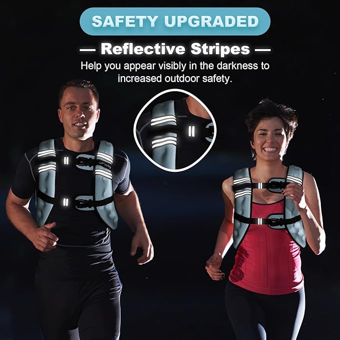 Weighted Vest Woman 5lb/8lb/10lb/12lb/15lb/20lb/25lb/30lb Weight Vest for Women Men, Rucking Vests with Reflective Stripe for Running Workout Walking Strength Training Weight Loss Fitness Weightlifting