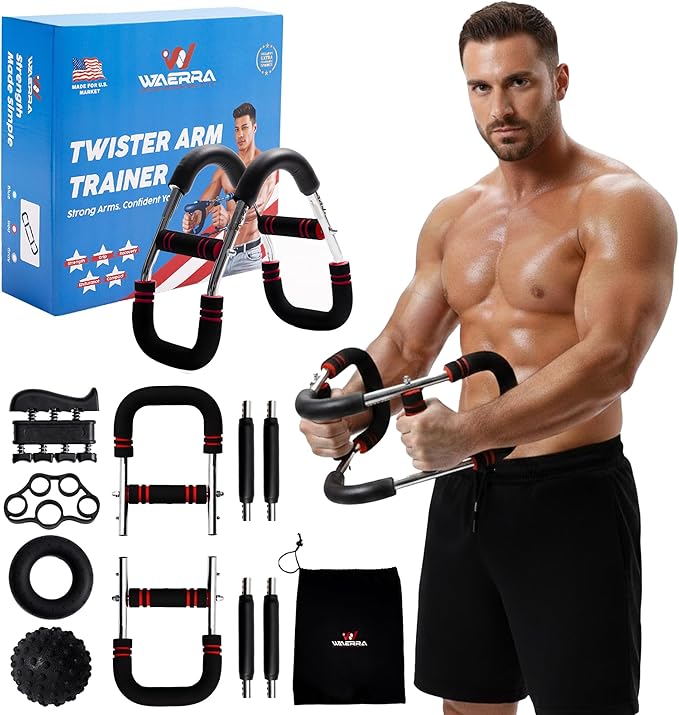 Adjustable Twister Arm Trainer – Modular Upper Body Resistance Trainer for Home Workouts, Multiple Resistance Options Available, with Grip & Finger Training Tools and Carry Bag