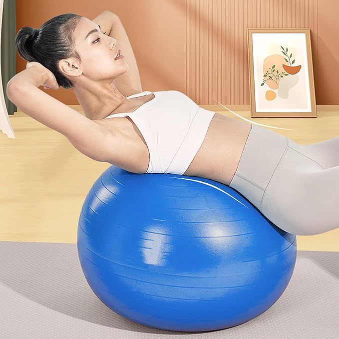 Yoga Pilates Ball Anti Slip Heavy Duty Rubber 22 inch Birthing Fitness Improved Posture Balance Training with Quick Pump Anti Burst Design