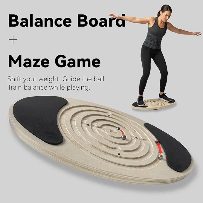 Balance Board with Maze for Kids & Adults – Rocker Wobble Disk Balance Board Game for Toddlers, Teens, Indoor Energy-Burning Play, Physical Therapy, Core Training & Coordination
