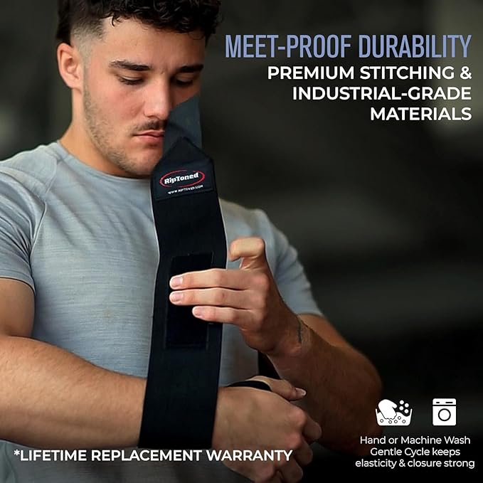 Rip Toned Wrist Wraps for Weightlifting – USPA & USAPL Approved 18" Wrist Straps for Powerlifting – Adjustable, Durable Gym Wraps with Thumb Loop – Maximum Support for Men & Women