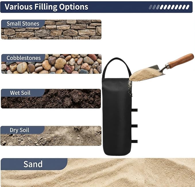 112 LBS Canopy Weights 4 Pack - Heavy Duty Sandbags for Pop Up Canopy Tent, Gazebo Weights for Wind, Universal Sand Bag for Instant Sun Shelter, Outdoor Umbrella Bases, 1680D Waterproof Oxford (Empty)