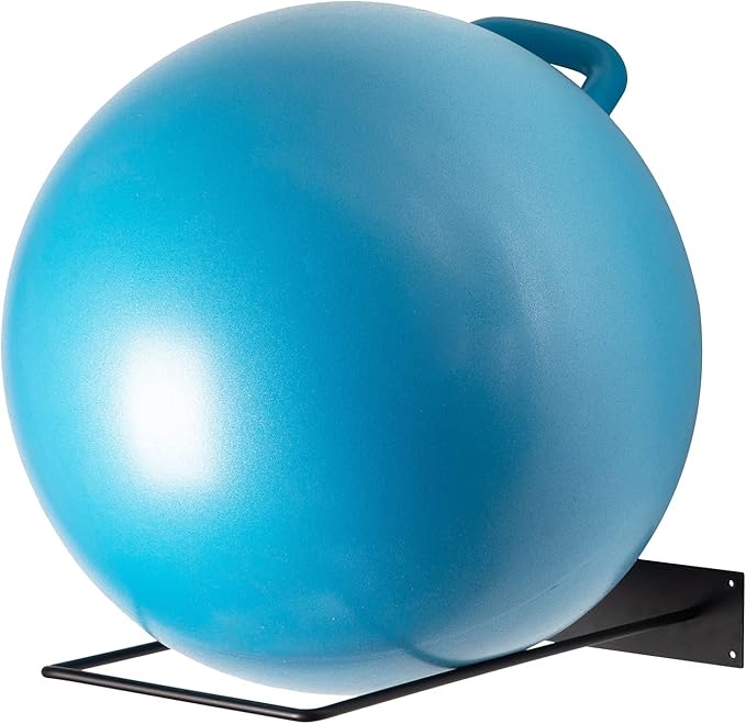 MyGift Yoga Ball Storage Wall Mount, Black Metal Pipe Racks for Exercise Ball Holder, Ball Storage for Home Gym or Studio