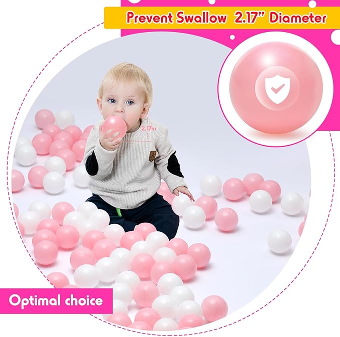 Vanland Ball Pit Balls for Baby and Toddler Phthalate Free BPA Free Crush Proof Plastic - Multicolored Pit Balls in Reusable Play Toys for Kids with Storage Bag