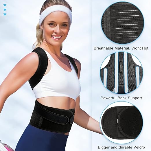 PAZAPO Posture Corrector for Men&Women - Back Brace for Lumbar Support and Upright - Breathable Back Straightener Back 2X-Large(42-48 Inches)