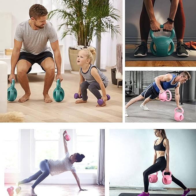 RUNWE 3 Handle Kettlebells Weight - Weight for Women Options 5, 10, 15 and 20 LB for Russian Twists AB Exercise, Weightlifting and Core Fitness Exercise Home Gym [Single in Sold]