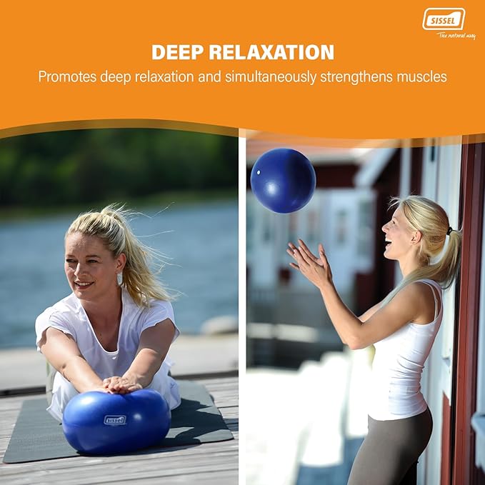 SISSEL Pilates Soft Ball Gray | 8.5 in | Phthalate- & Latex-Free PVC | for Deep Relaxation & Muscle Strengthening | 340 lbs Capacity | Includes Exercise Guide