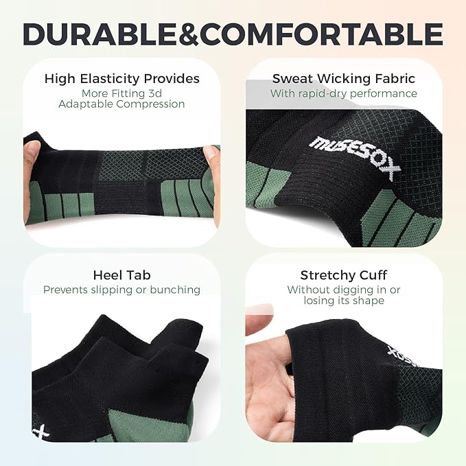 Ankle Compression Socks for Women and Men,Low Cut Compression Running Socks with Arch Support(6 Pairs)Best for Sports,Travel