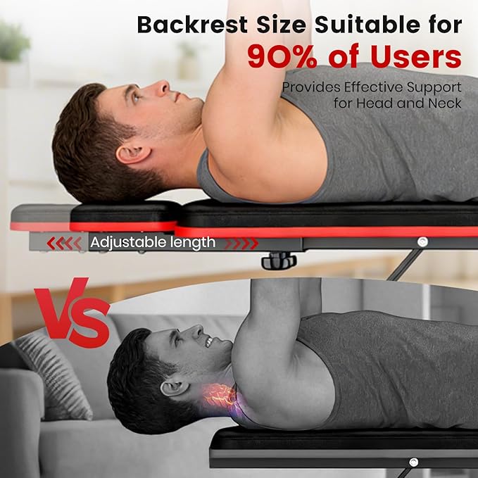 ALSO GO Adjustable Weight Bench, Workout Benches with Leg Extension & Extended Headrest, Foldable Incline Decline Bench Press, Roman Chair, Full Body Strength Training Equipment for Home Gym
