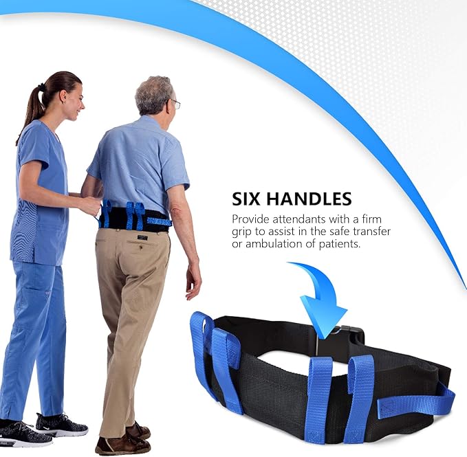 NYOrtho Transfer Gait Belt - 6 Heavy Handles (25 Pack) - Gate Belt with Easy Fasten Buckle - Lift Assist for Elderly and Patient Care | Adjustable Size 28” to 55”
