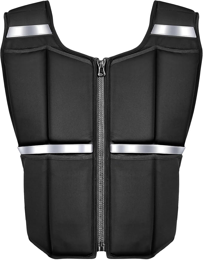 Adjustable Weighted Vest for Men, 45lb/35lb/19lb Rucking Vests for Women Walking with Zipper/16pcs Silicone Weights, Strength Training Workout Vest for Running GYM Home, Removable Reflective Strips