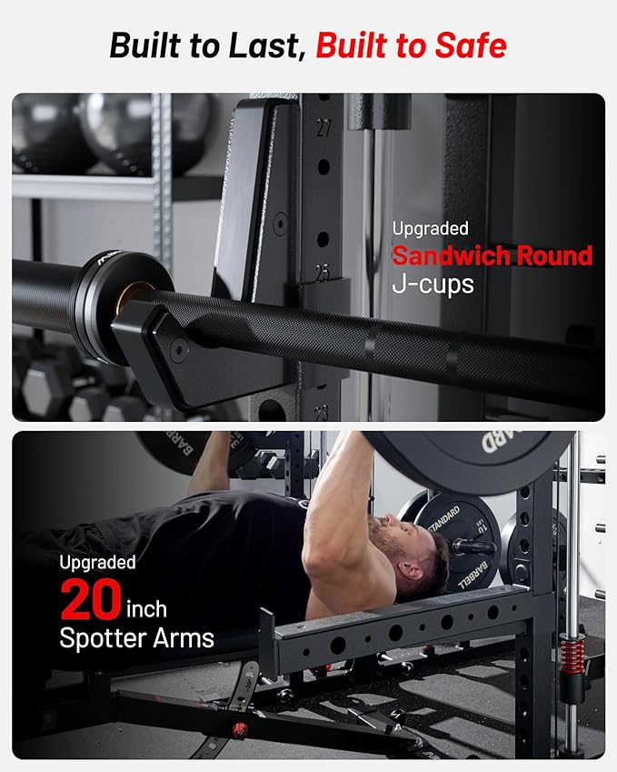 Mikolo M4 2.0 Standard/Ultra/Elite Smith Machine, 2200lbs Squat Rack with LAT-Pull Down System & Cable Crossover Machine, Training Equipment with Leg Hold-Down Attachment