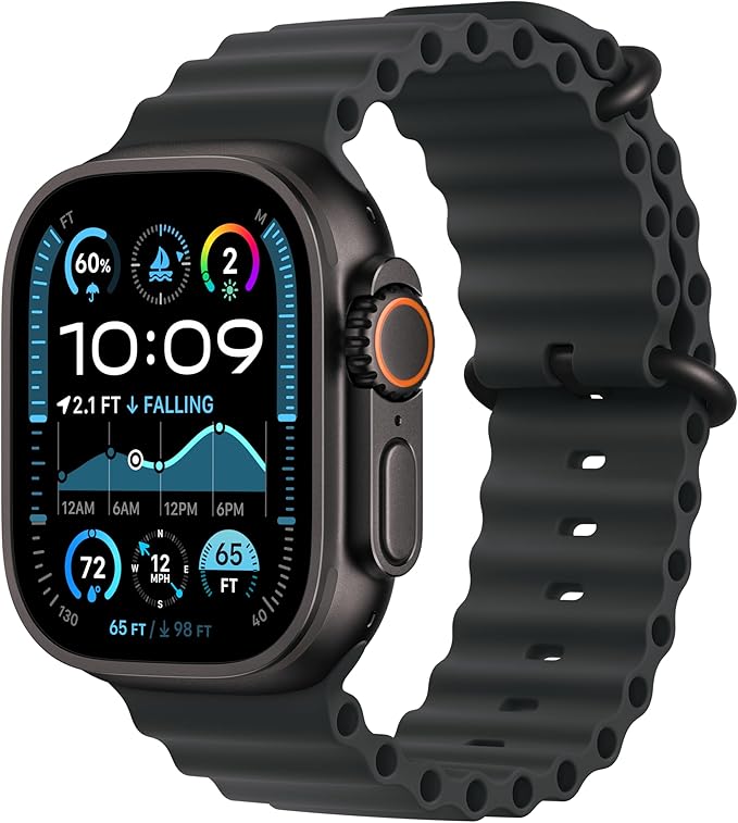 Apple Watch Band - Ocean Band (49mm) - Black with Black Titanium Finish - Regular
