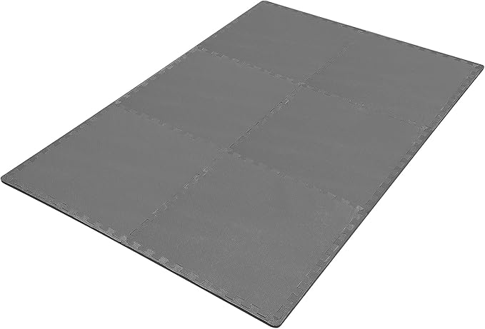 BalanceFrom Puzzle Exercise Mat 1/2' Thick, EVA Interlocking Foam Floor Tiles for Home Gym, Mat for Home Workout Equipment, Floor Padding for Kids, Gray, 24 in x 24 in x 1/2 in, 24 Sq Ft - 6 Tiles
