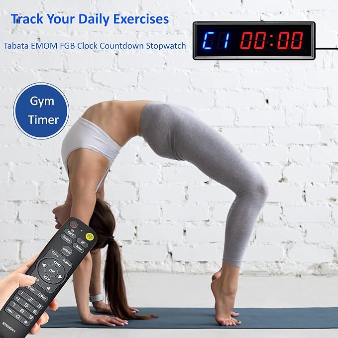 LED Interval Timer Count Down/Up Clock Stopwatch with Remote for Home Gym Fitness