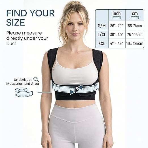 Posture Corrector for Women, Adjustable Upper-Back Brace for Shoulder & Upper-Back Pain Relief - Aesthetically Designed & Breathable Back Straightener, Helps Improve Rounded Shoulders, Slouching & Poor Posture, Discreet Under Clothes