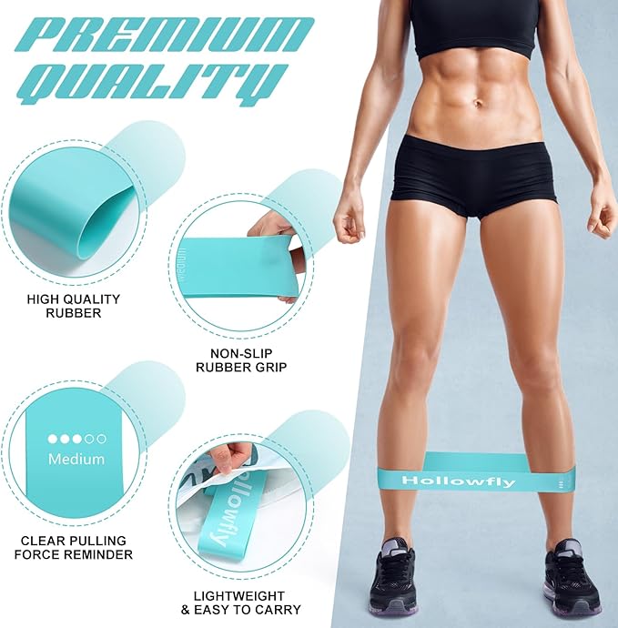 Hollowfly 30 Pcs Latex Resistance Loop Exercise Bands for Booty Workout Stretch Exercise Band Non Slip for Legs Squat Resistance Loop Women Men Starter Butt Hip Thigh Fitness
