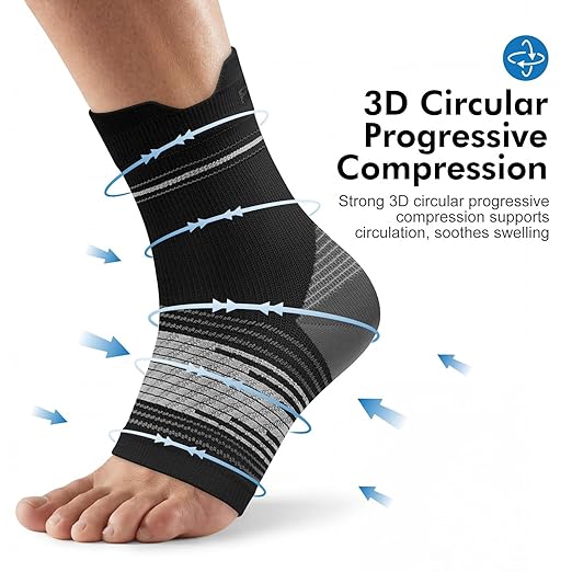 6 Pairs Plantar Fasciitis Socks for Men & Women, Ankle Brace Compression Socks with Arch Support for Achilles Tendonitis, Heel Pain, Swelling & Arthritis Relief, Black, Large