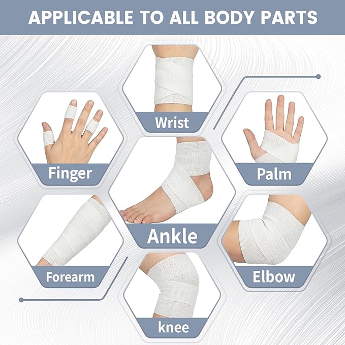 18 Pack Self Adhesive Bandage Wrap, Self Adherent Tape Cohesive Bandage Wrap for Sports, 2 Inch White Elastic Compression Wrap for Home Care Supplies, Wrist and Ankle During Gym Workouts