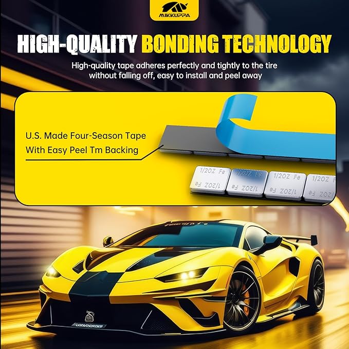 MIKKUPPA 1/2oz 0.5oz Adhesive Stick on Wheel Weights - Low Profile, Easy to Peel, 504pcs, 252oz/Box, Chrome Tire Weights for Cars, Trucks, SUVs, Motorcycles, RC Cars, OEM Quality