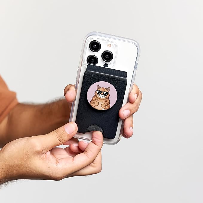 Funny Orange Fat Cat Wearing Sunglass Cats Lover PopSockets PopWallet for MagSafe