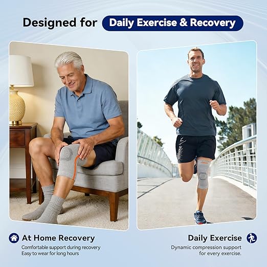 JOMVD Knee Compression Sleeve for Men & Women – Knee Brace for Knee Pain, Arthritis, ACL & Meniscus Tear, Circulation, Breathable Knee Support for Swelling Relief, Injury Recovery & Daily Comfort,Medium,1 Pack