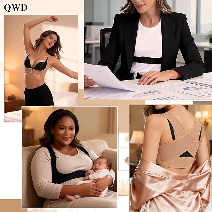 QWD Sleeveless Chest Brace Push up for Woemn Posture Corrector Back Shaper Vest Shapewear Tops