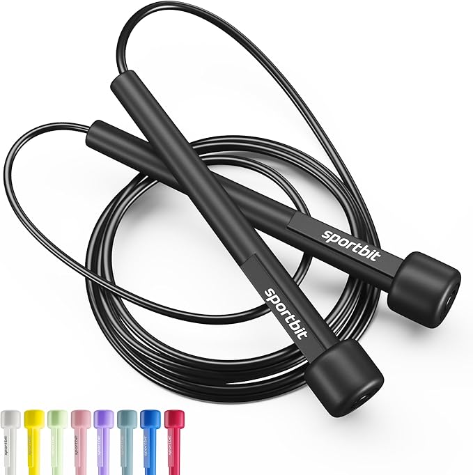 SPORTBIT Adjustable Jump Rope for Fitness and Exercise – Skipping Rope for Cardio, Boxing, and Weight Loss – Speed Rope perfect for Men & Women