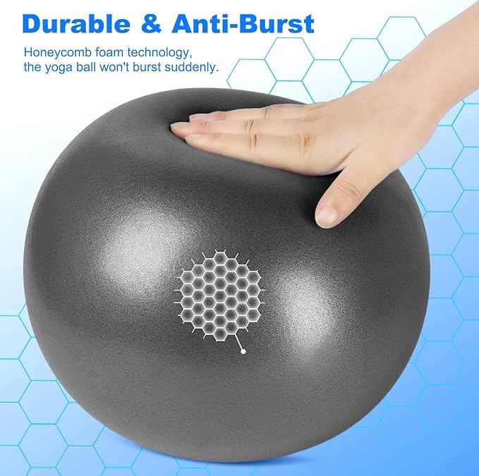 9 Inch Pilates Ball Small Exercise Ball, Workout Ball for Barre, Pilates, Yoga, Stability, Workout, Balance, Fitness at Gym Home Office