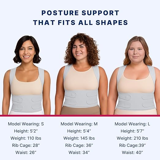 Fit Geno Back Brace Posture Corrector for Men & Women: Shoulder Straightener Adjustable Full Back Support Pain Relief - Scoliosis Hunchback Spine Corrector (Small), Gray