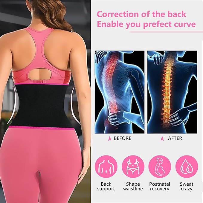 AMZBOSS Waist Trainer for Women Lower Belly Fat, Waist Sweat Band for Women, Belly Band Sweat Belt, Stomach Wrap, Body Shaper