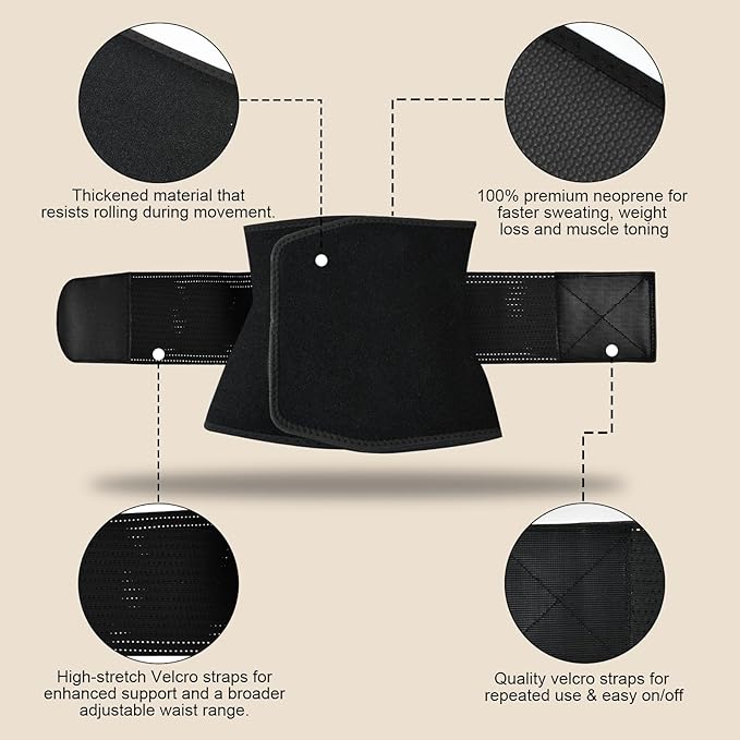 LKV Waist Trainer for Women, Waist Sweat Band, Slimming Waist Trimmer, Stomach Wrap, Body Shaper for Women