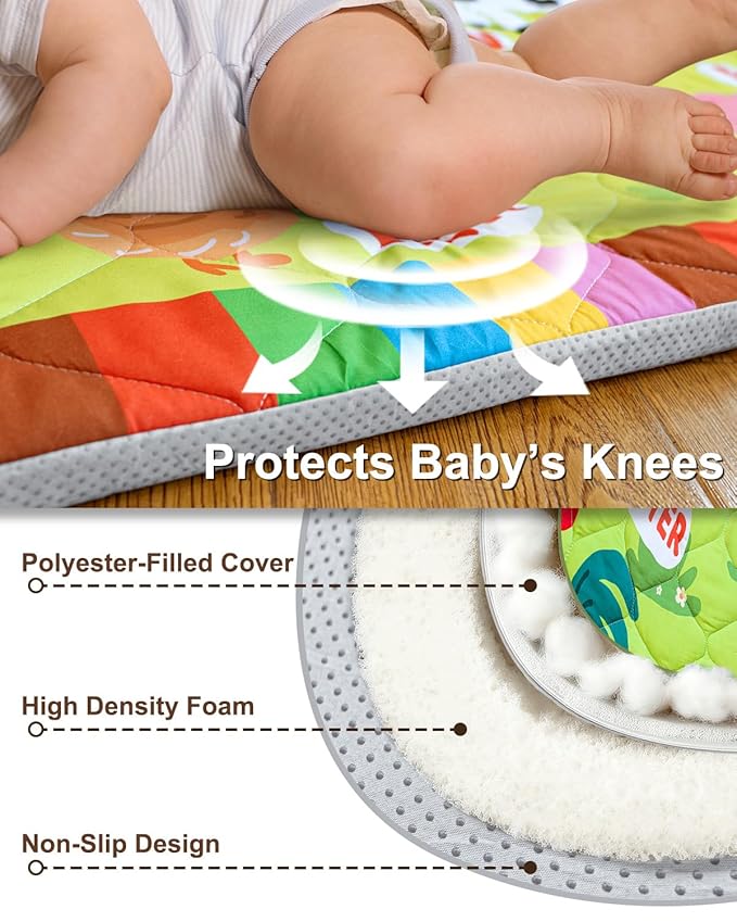 Foam Baby Play Mat 71x59, Removable and Machine Washable Cover, Thicken Cushioning Playmat and Perfect for Playpen, Non-Slip Bottom, Easy to Clean for Infants, Toddlers & Babies(Farm)