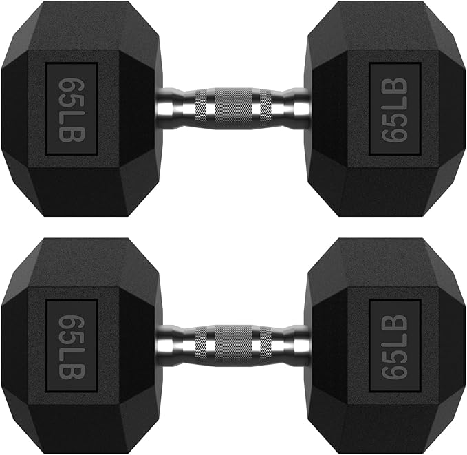 Hex Dumbbell Set 2.5-65 lb, Rubber Encased Hex Dumbbells for Home Gym, Weights Dumbbells Set of 2 Hand Weights for Strength Training & Fitness Exercise