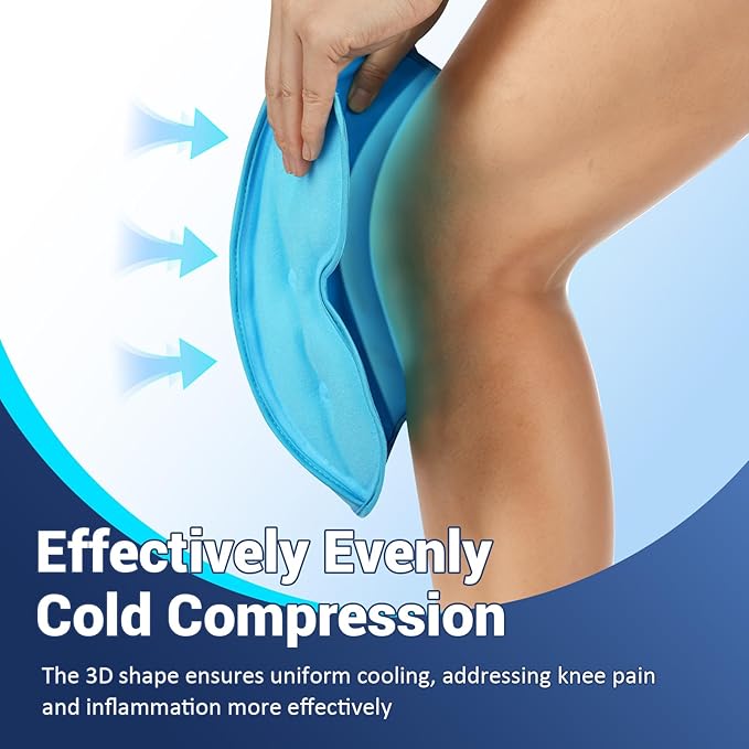 Comfytemp 3D Knee Ice Pack Wrap for Injury Reusable Gel, Knee Cold Pad Brace, Hot Cold Therapy for Meniscus Tear, Leg Pain, Knees Replacement, Arthritis, Muscle Recovery, After Surgery Use - 2 Packs