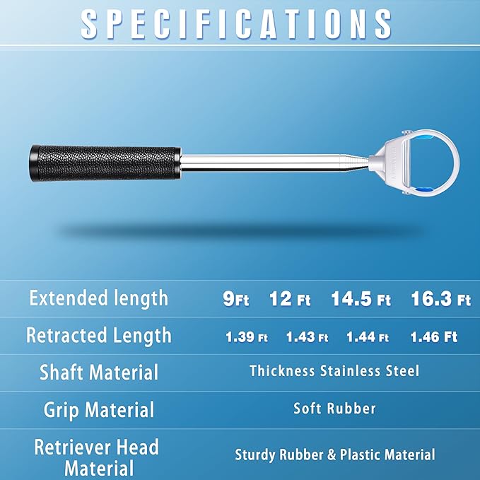 CHAMPKEY Upgraded Auto-Locking Golf Ball Retriever Performance Version - Thicken Telescopic Shaft Golf Ball Picker - High Durability and Stability Golf Retriever