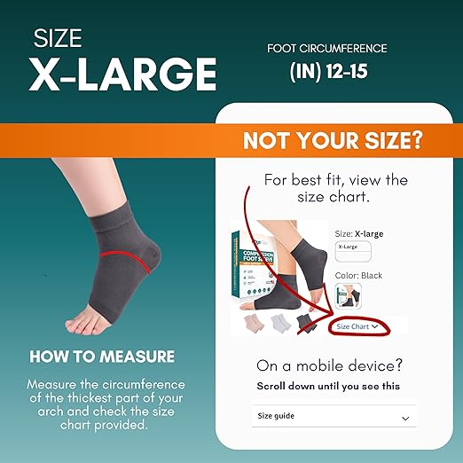 Ankle Brace for Women & Men - Compression Socks 20-30mmHg, Achilles Tendonitis, Plantar Fasciitis Relief, Sprained Ankle, Heel Spurs, Foot Swelling & Fatigue, Arch Support (1 Pair)